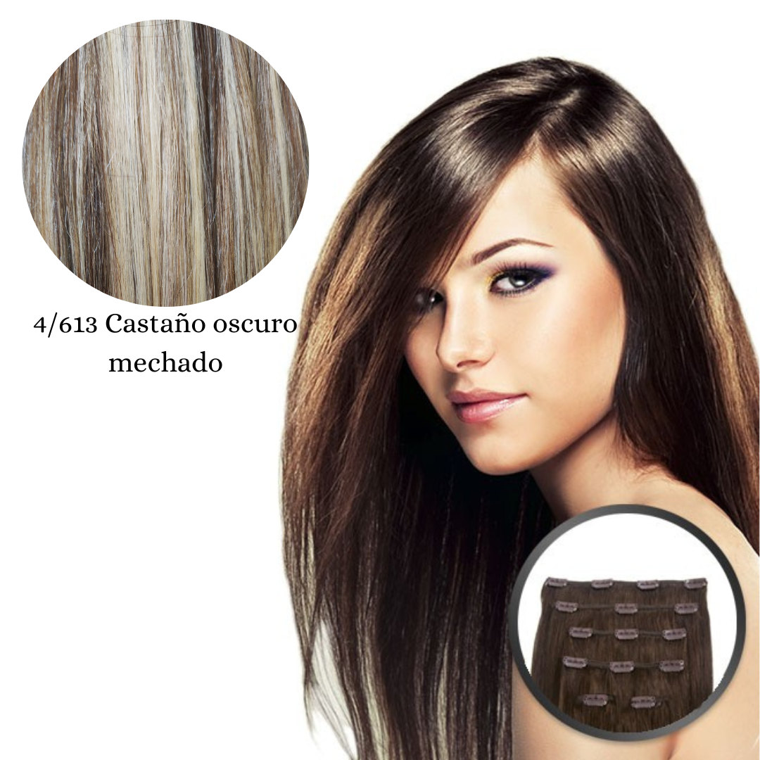 Extensiones cabello natural con clip  By Elegance