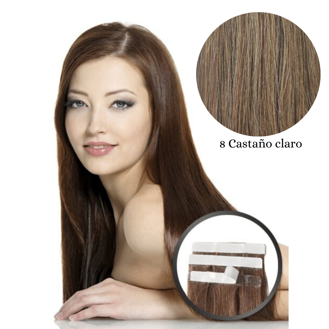 Extensiones  cabello natural adhesivas largo 55cm By Elegance