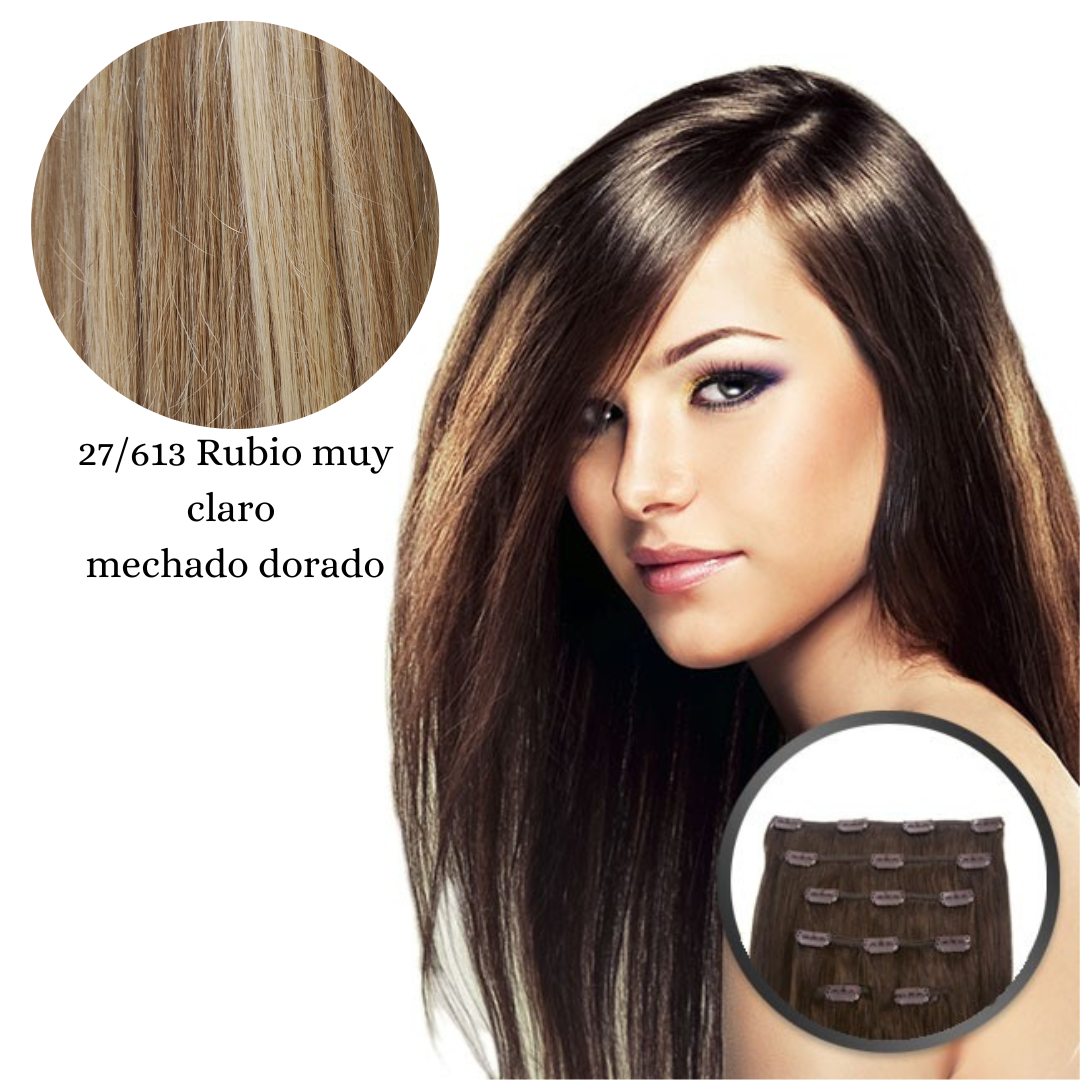 Extensiones cabello natural con clip  By Elegance