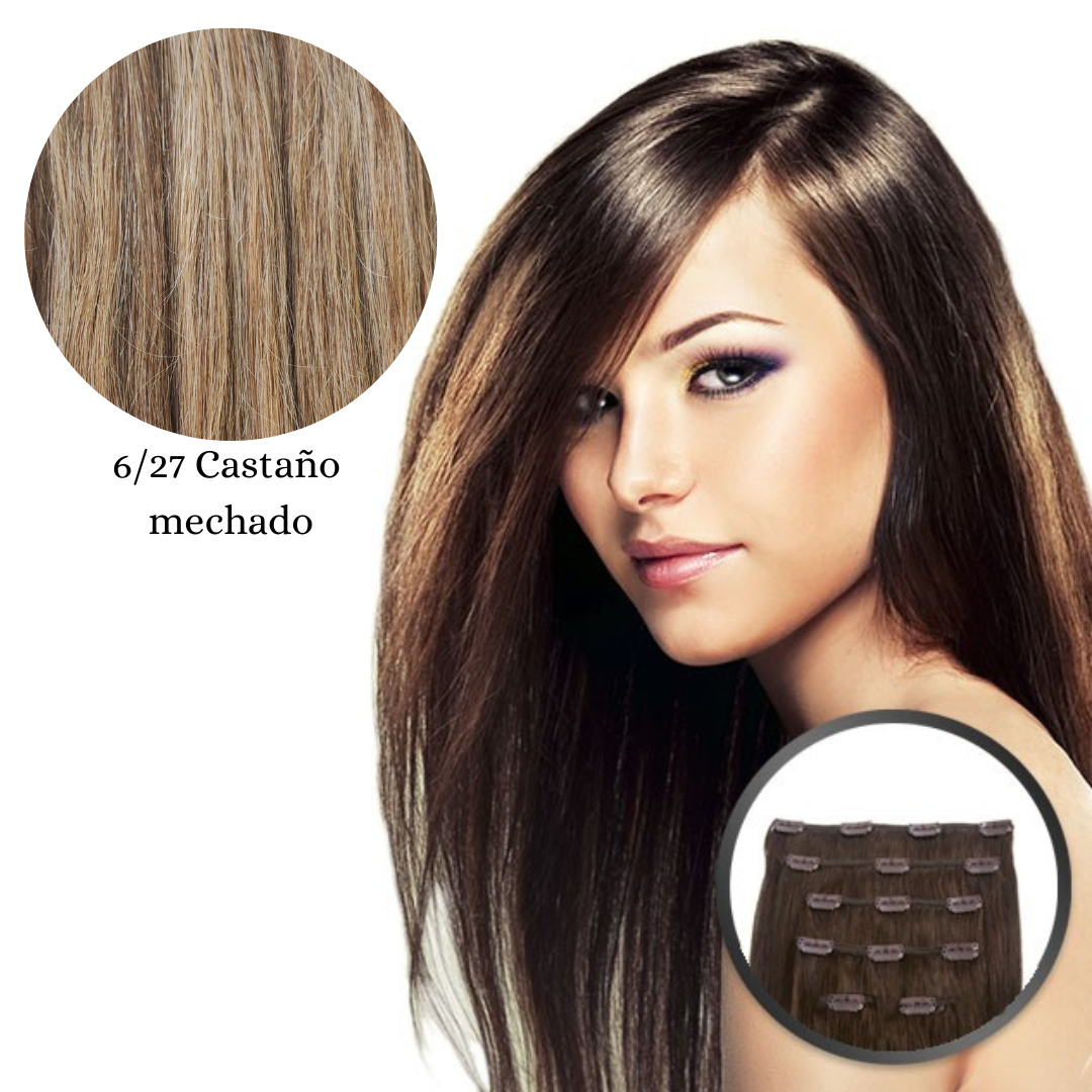 Extensiones cabello natural con clip  By Elegance