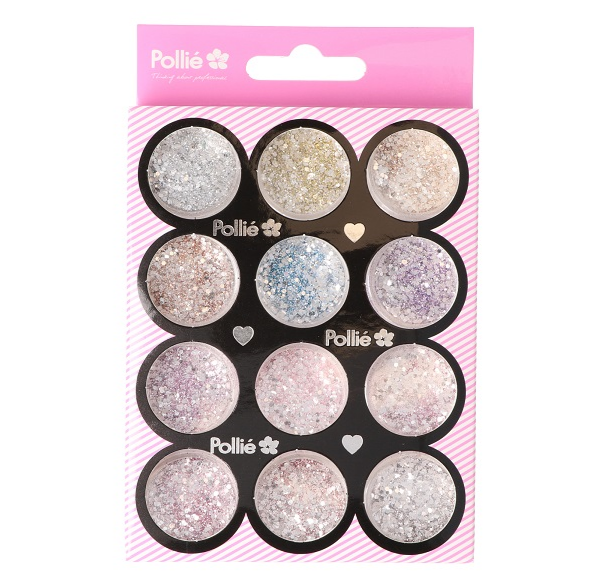 Set glitter 12 colores By Pollie