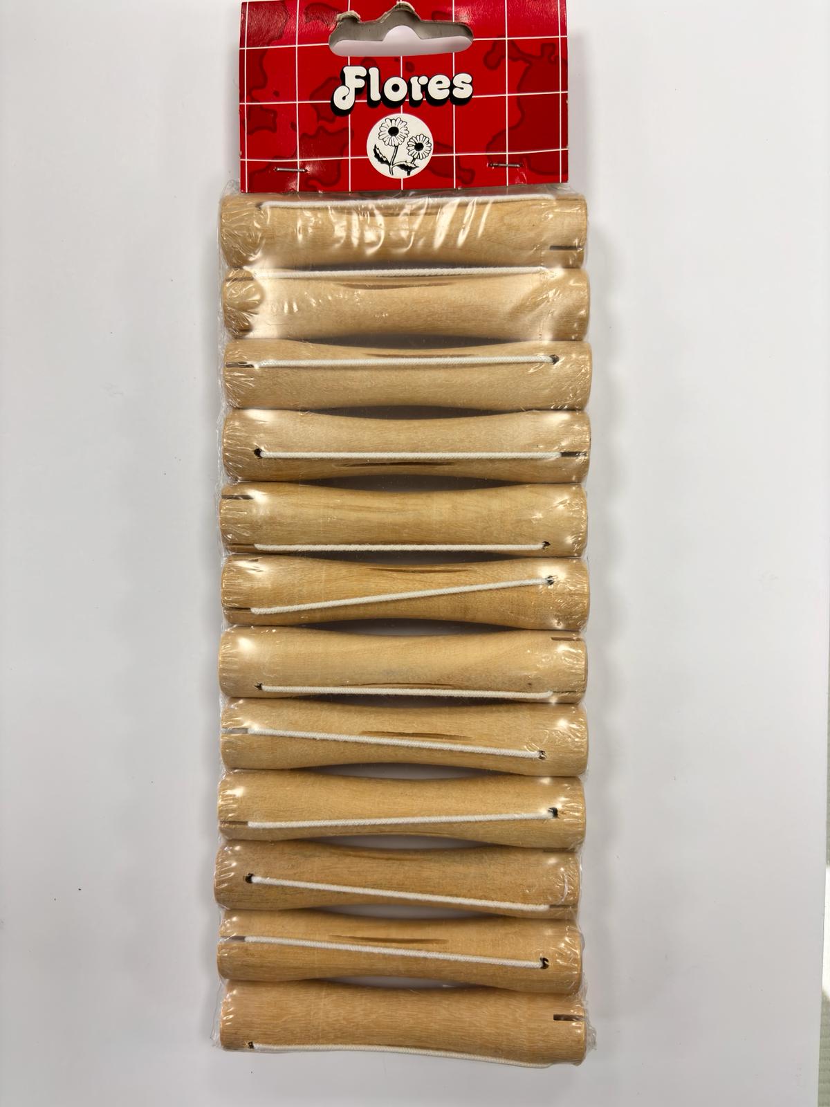 Bigudí de madera Flores By Asuer