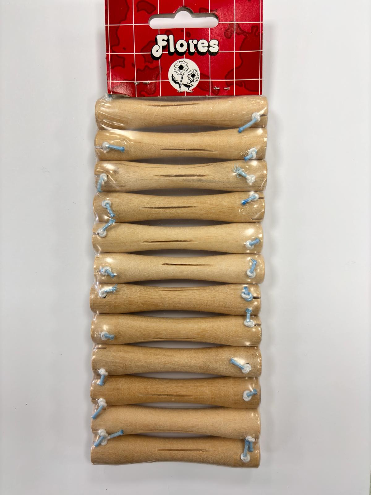 Bigudí de madera Flores By Asuer