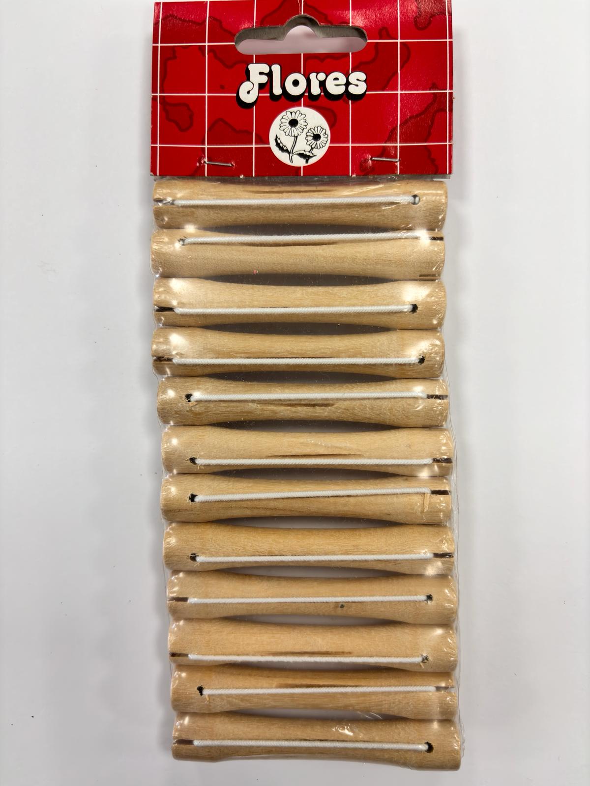 Bigudí de madera Flores By Asuer