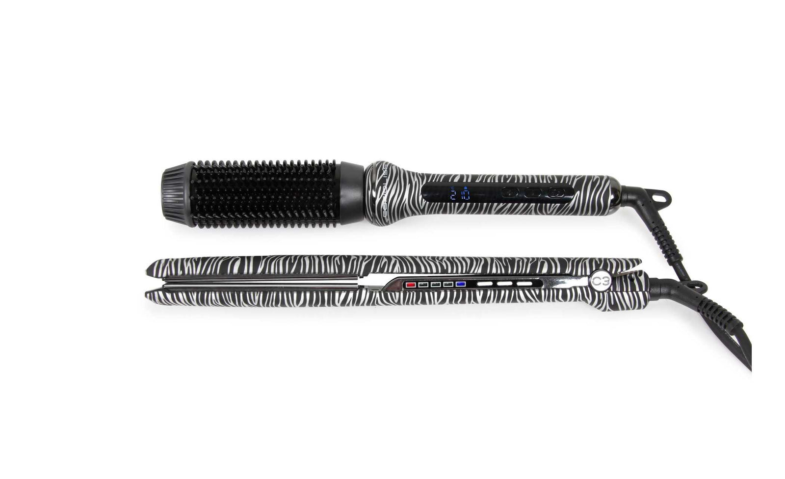 Plancha C3 SILVER ZEBRA + cepillo HOT BRUSH By Corioliss